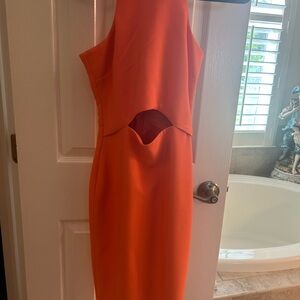 Likely One Shoulder Orange Dress